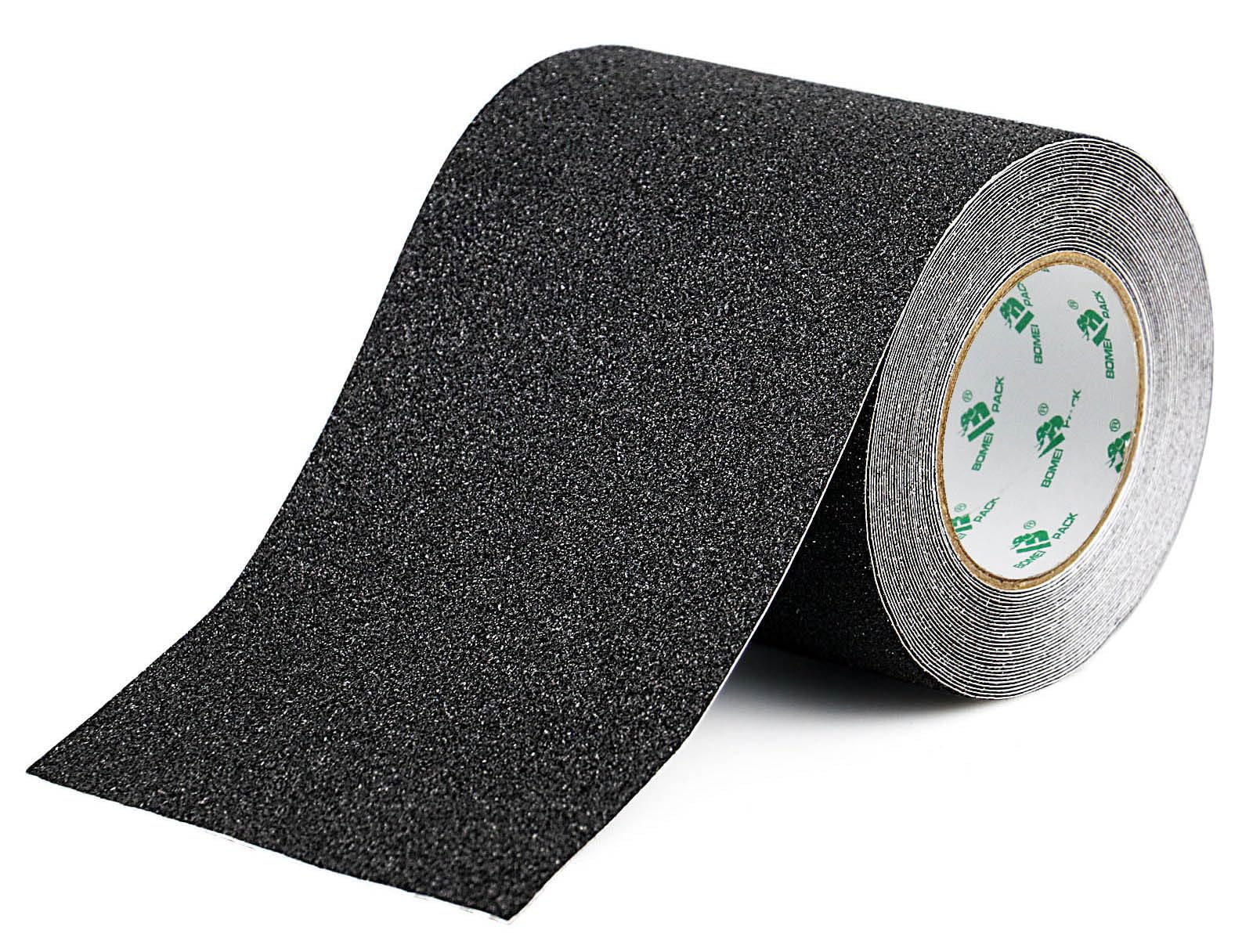 BOMEI PACK Antirutsch Klebeband Streifen mit Selbstklebend, 15cm x 10m Treppe Stufen Band Kleber Rutschfest Klebeband, Hohe Traktion für innen- und Außenbereich Schwarz Wasserfest (15cmx10m)