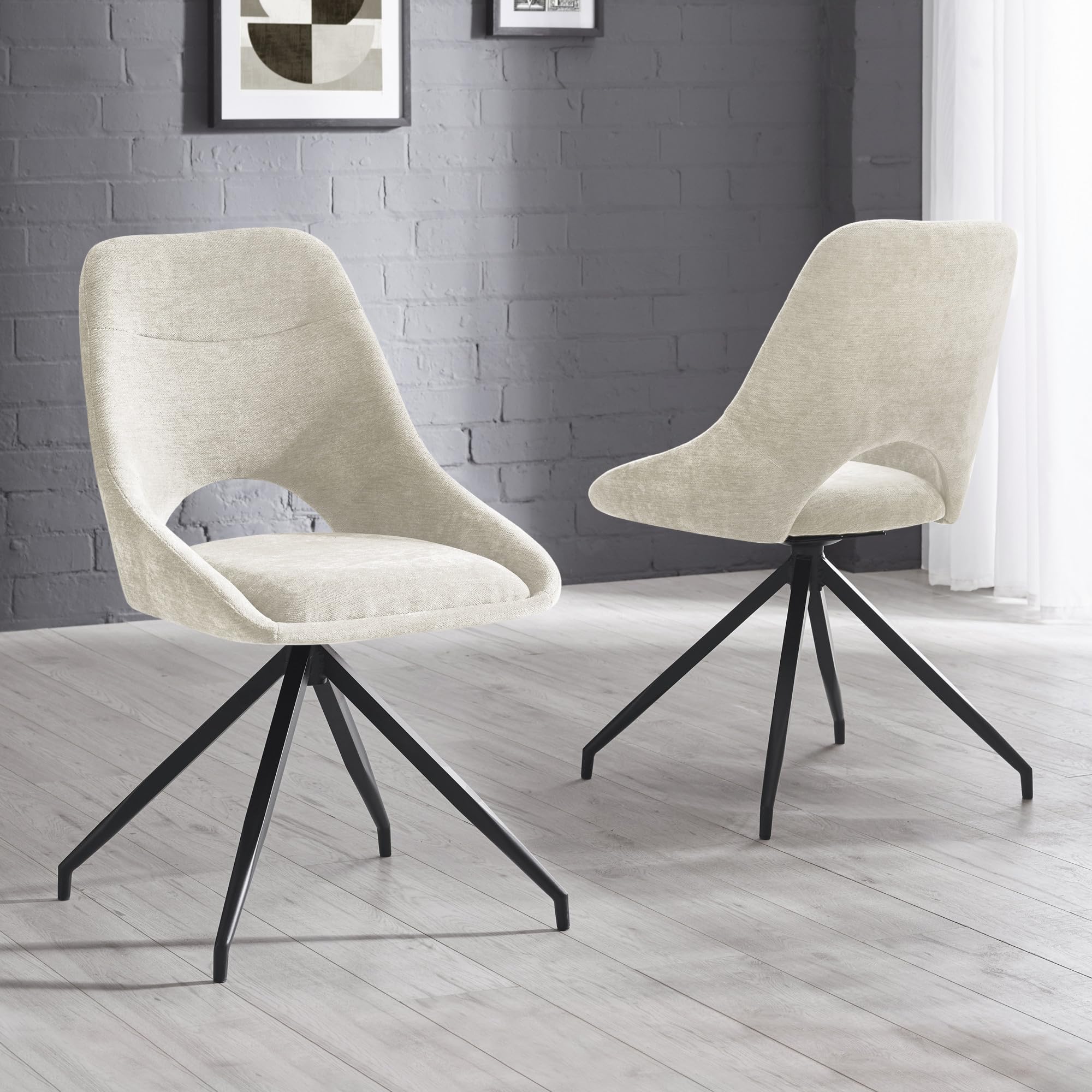 Julian Bowen Jonah Beige Fabric Set of 2 Dining Chairs