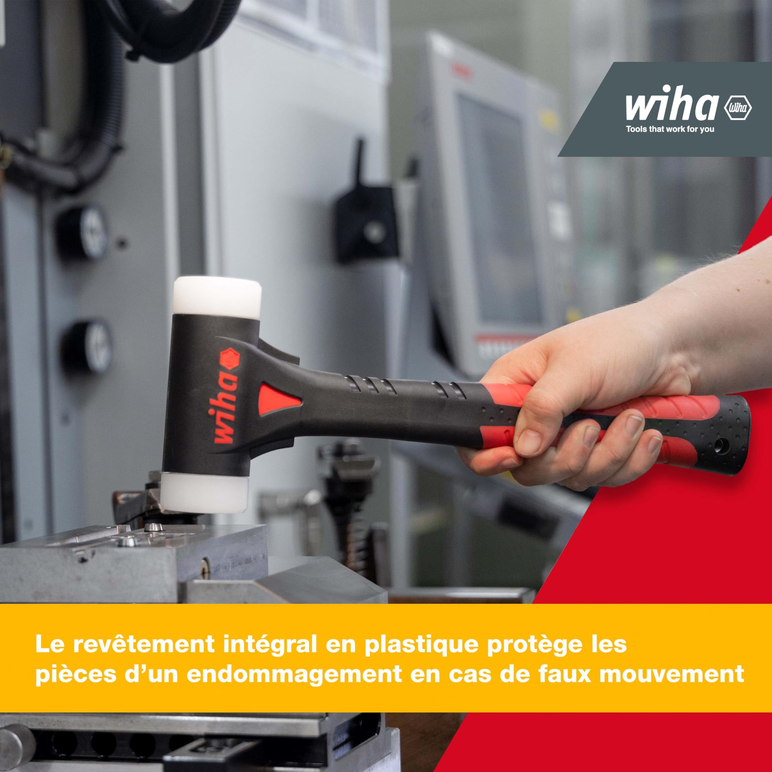 WIHA WERKZEUGE GMBH FibreBuzz® soft-faced hammer without recoil, very hard with replaceable hammer face - SB8041 FibreBuzz 40