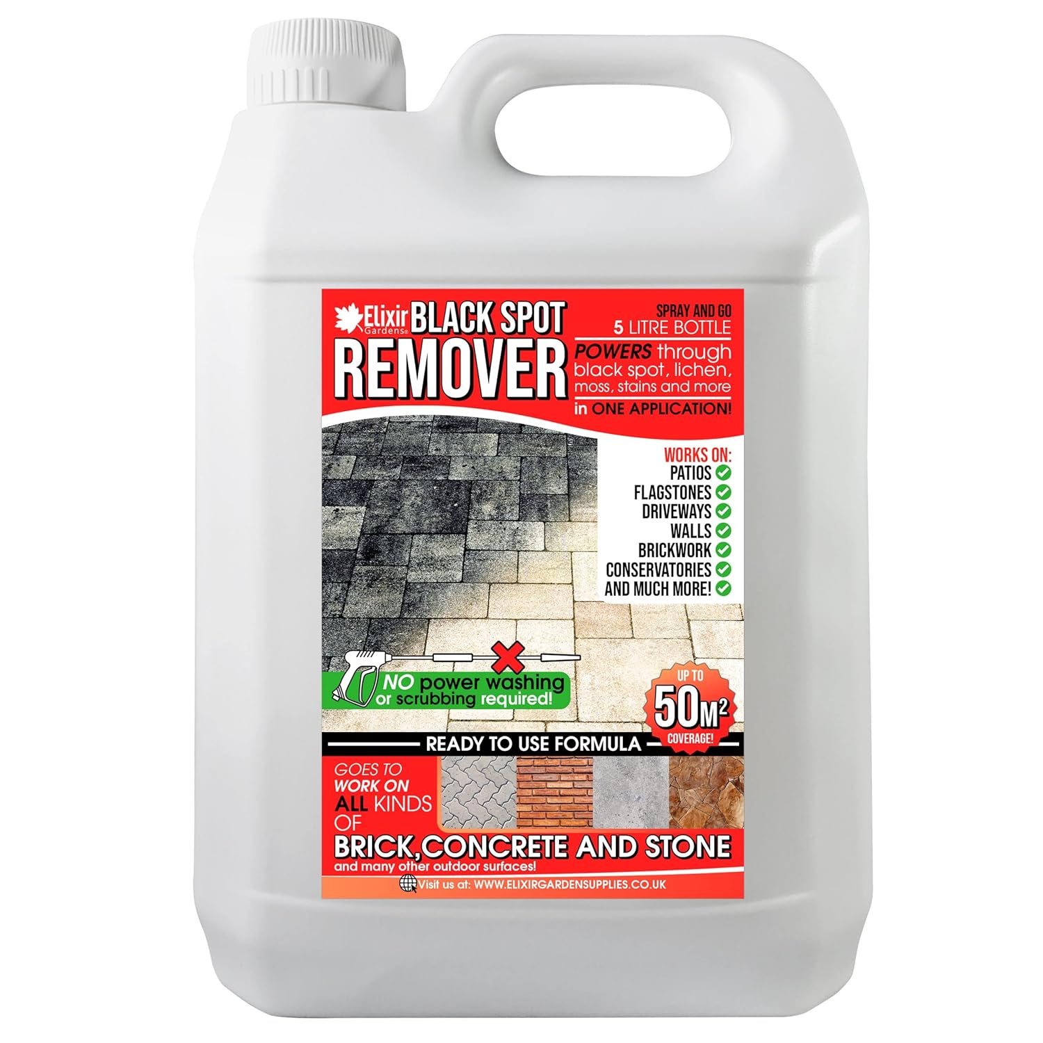 Elixir Gardens Black Spot Remover Path, Patio & Driveway Cleaner for