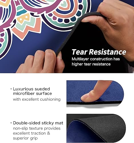 Miniatura 5 de Keolorn Tapete de yoga redondo de meditación de pilates de gamuza de lujo grande, base antideslizante de goma natural adecuada para meditación,