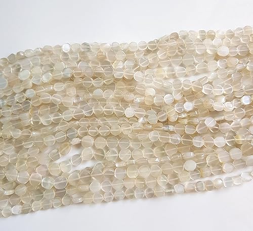 Miniatura 4 de Cuentas de piedras preciosas de luna blanca, cuentas de piedras preciosas semipreciosas para hacer joyas, cuentas perforadas con forma de moneda
