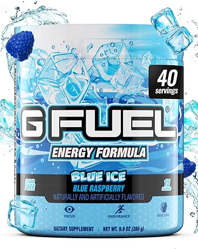 G Fuel Blue Ice Energy Drink Powder, Pre Workout Caffeine