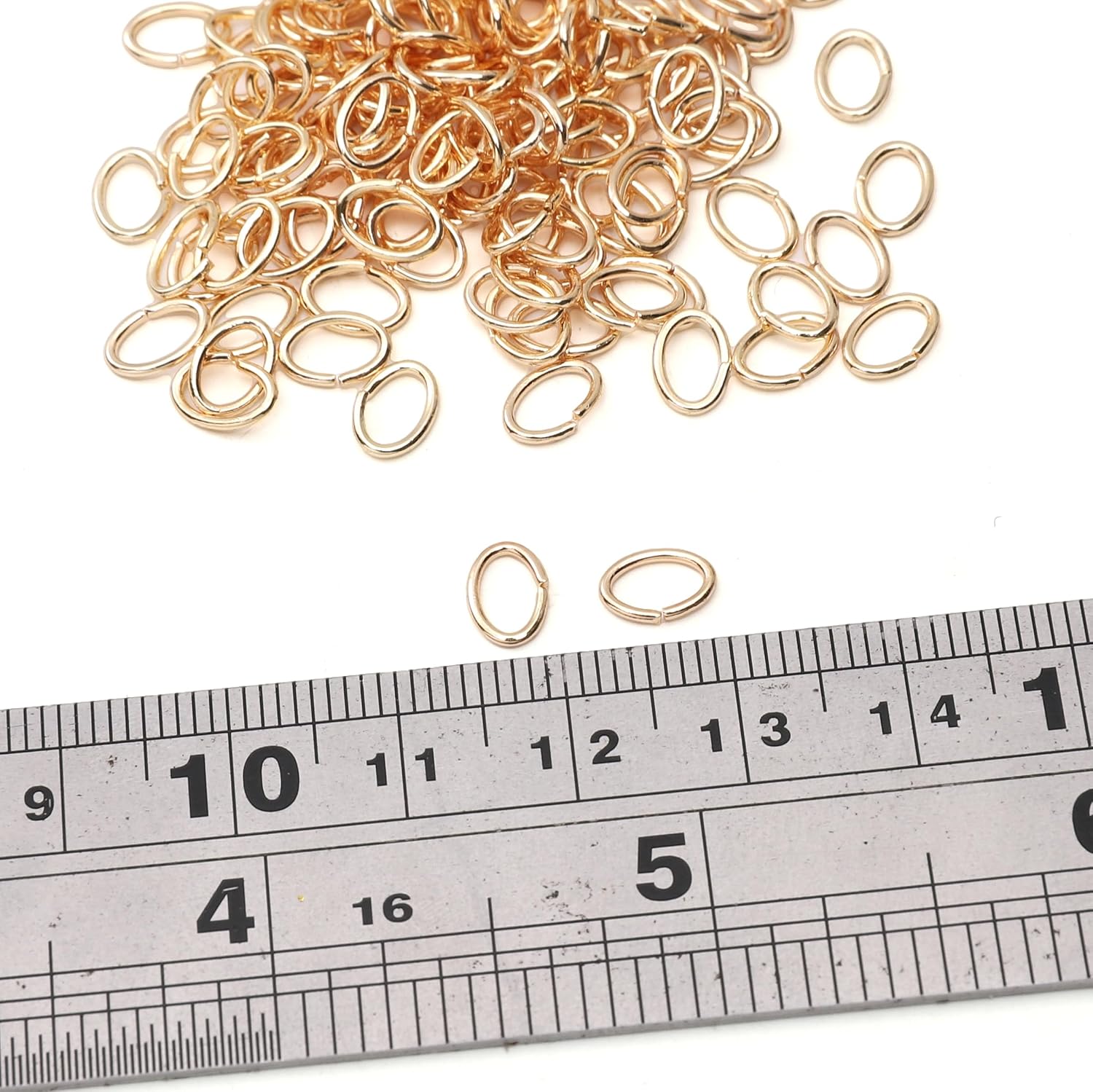18K Real Gold Plated Non-Tarnish Oval Open Jump Rings 0.8×5×7mm 20 Gauge 150pcs for Jewelry Making