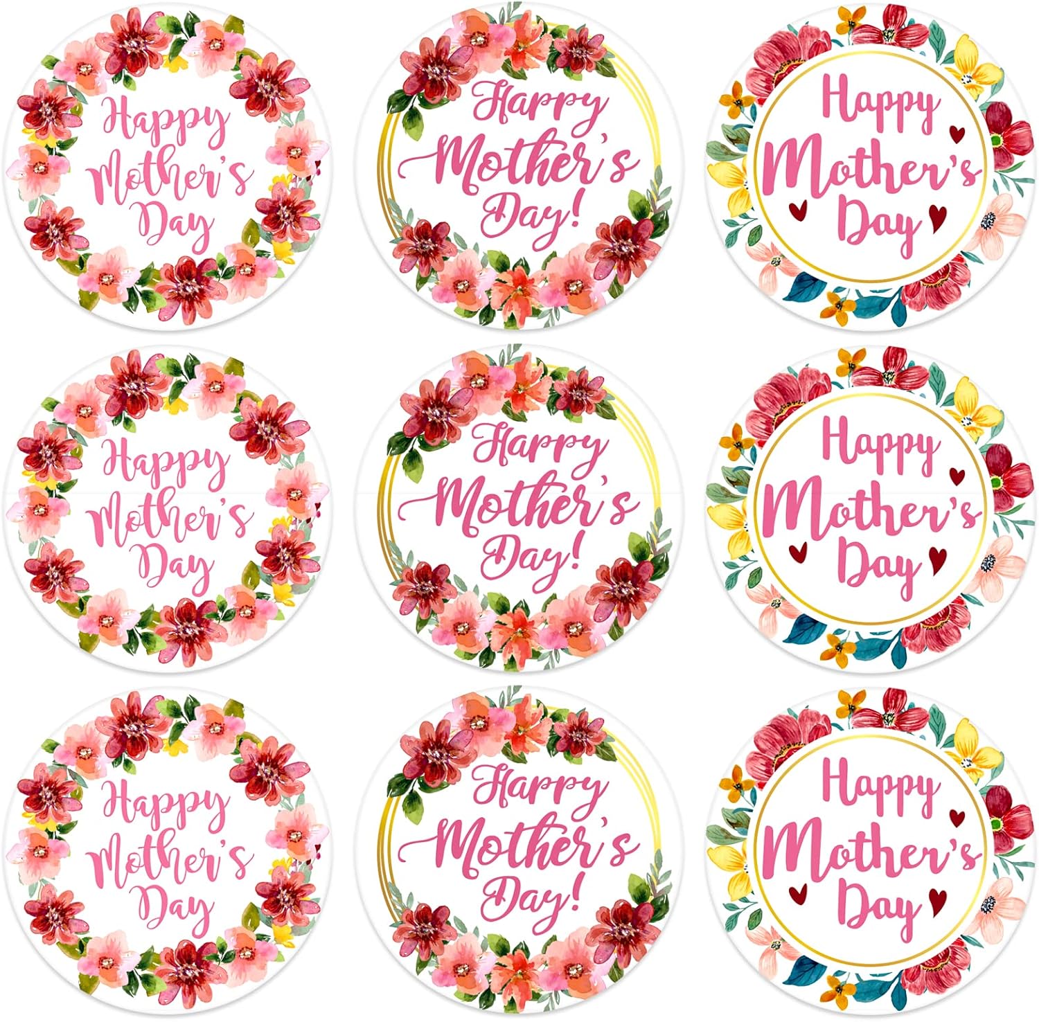 Amazon.com : Fsaoor 48pcs Happy Mother's Day Stickers Labels 1.5 ...