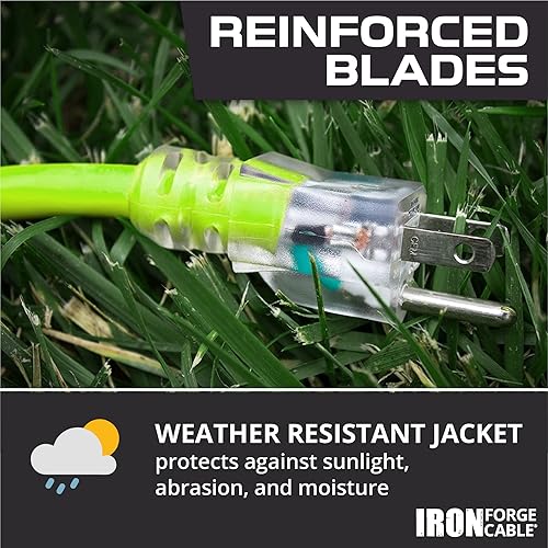 Miniatura 11 de Iron Forge Cable Cable de extensión de calibre 12 con múltiples tomas, cable de extensión negro resistente de 6 pies - SJTOW 12/3, cables de salida