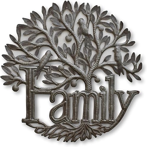 Letrero familiar para colgar en la pared, decoración del árbol de la vida, decoración del hogar para interiores y exteriores, hecho a mano en Haití,