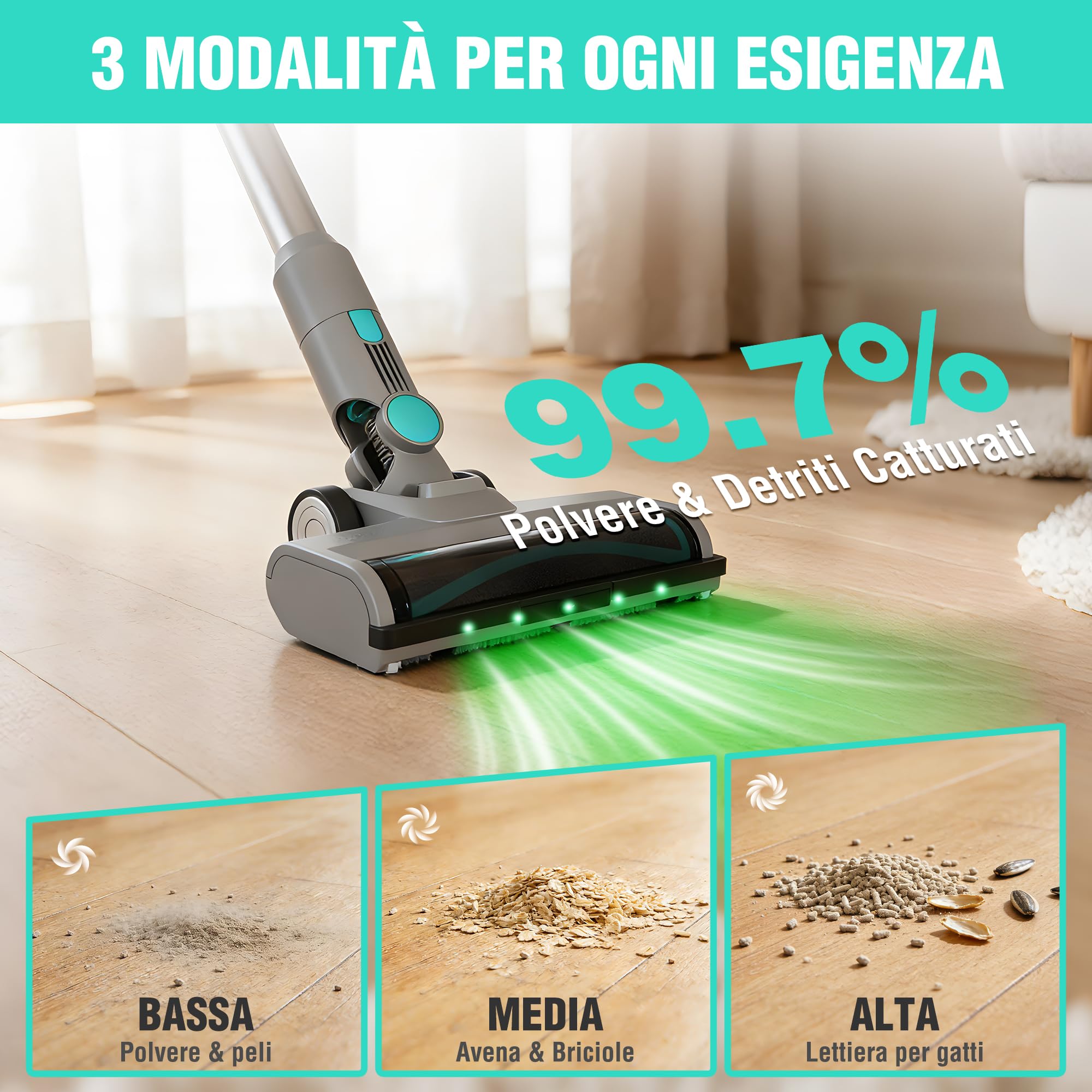 HAUSHOF Aspirapolvere Senza Fili con Stazione, Potenza di 250W e 24kPa – Aspiratore Verticale 3 in 1 con Modalità Notturna, Profumo Integrato, Spazzola a V e LED Verde, Ideale per Casa