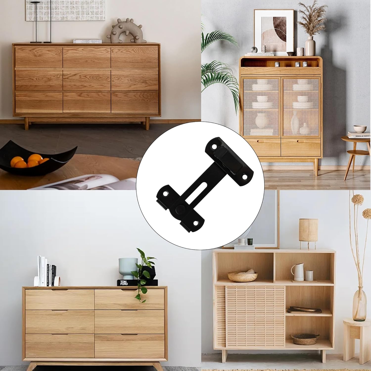 2Pcs Sliding Barn Door Lock, Stainless Steel Gate Latches, 180 Degree Flip Latch, Safety Door Bolt Lock Latch for Barn Door Cabinet Window Closet Door, Matte Black