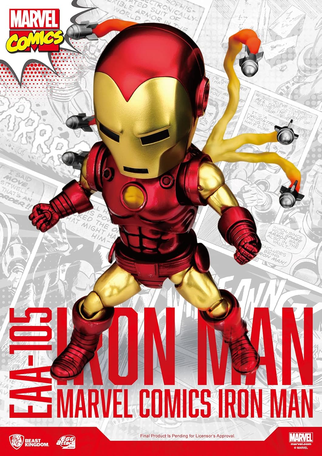 Beast Kingdom Marvel Comics: Classic Iron Man EAA-105 Egg Attack Action Figure, Multicolor