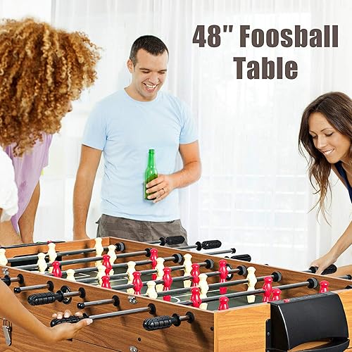Miniatura 3 de DORTALA Mesa de juego múltiple 3 en 1 de 48 pulgadas, mesa de juego combinada con fútbol, billar, hockey deslizante, divertida mesa de juego de