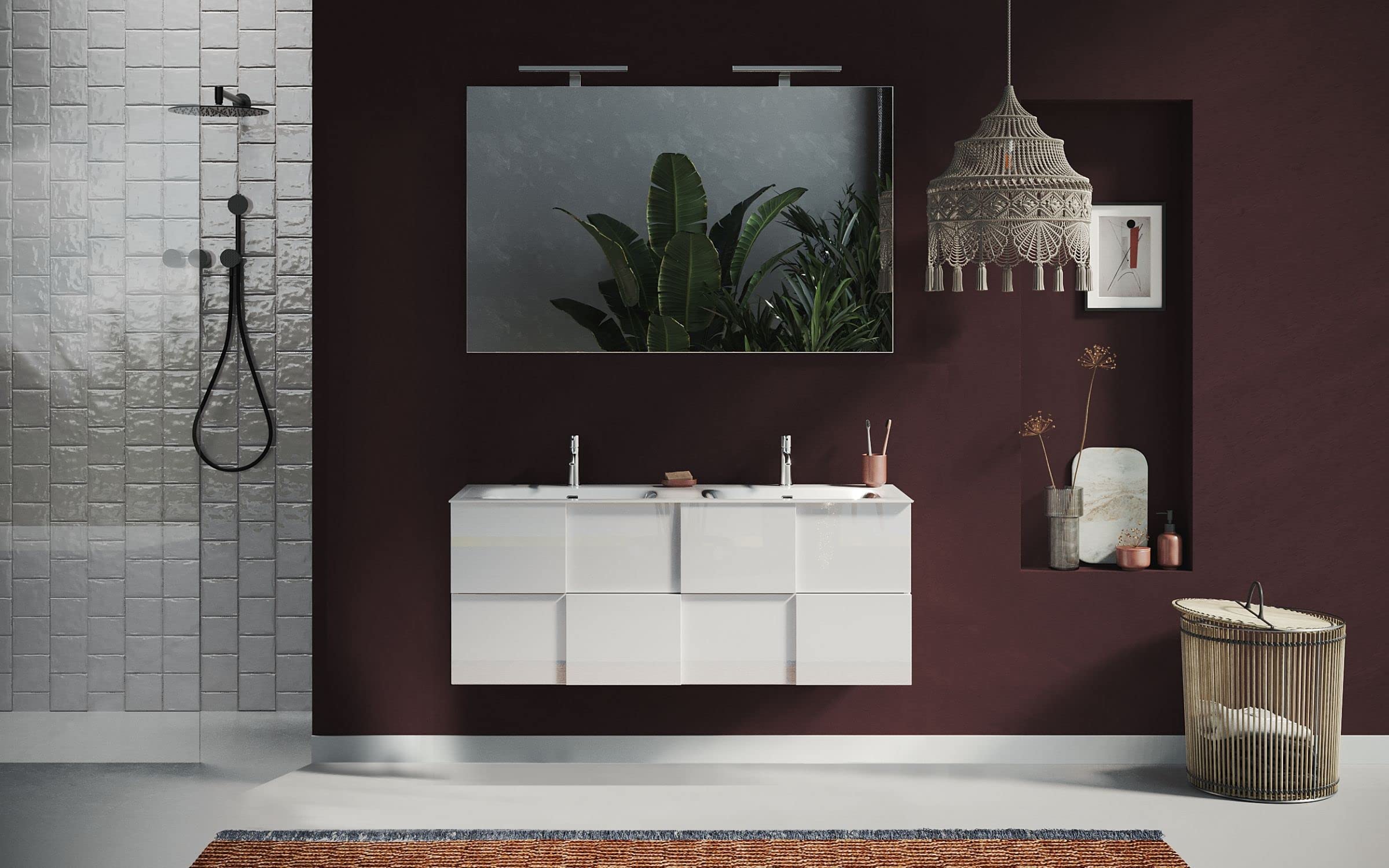 Web Convenienza Specchio Bagno con Luce LED - Specchiera Rettangolare + LED - Specchio da Parete (120 cm)
