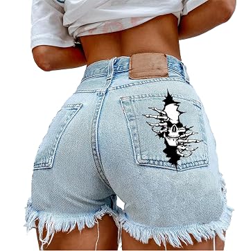 Micro Shorts Gothic Daisy Dukes Distressed with Pockets Sexy High Waistet Trendy 2025 Summer Hot Pants Daily Wear