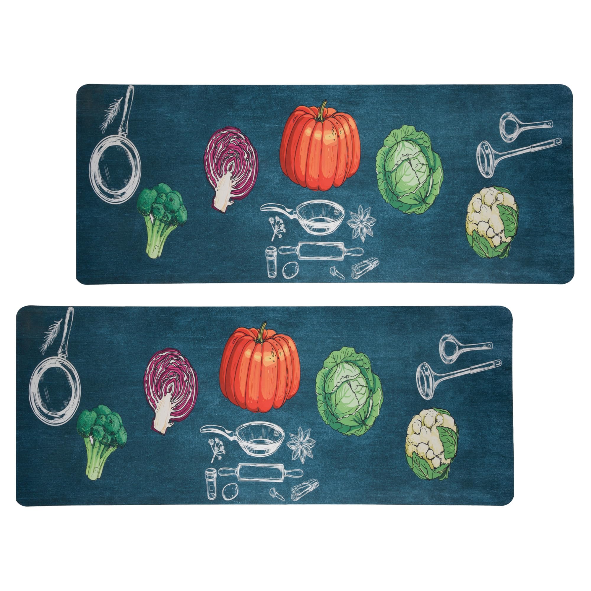 Kuber Industries Pack of 2 Kitchen Mats for floor | Floor Carpet | Carpet for Home | Runner for Kitchen | Anti-Skid | Kitchen Floor Runner | Carpet Rug for Entrance | Vegetables Print | Green (B0D4J1MCBY) Amazon Price History, Amazon Price Tracker