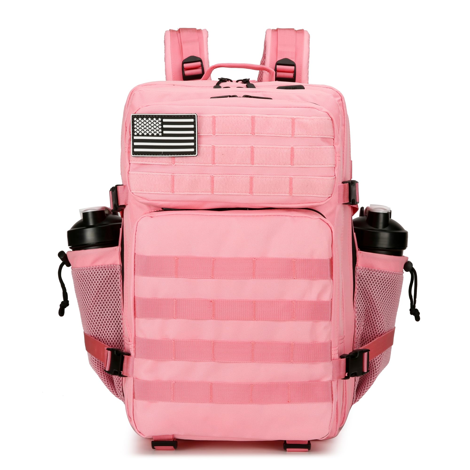 BNMJVJL Military Tactical Backpacks Molle Army Assault Pack Hydration Pack Waist Belt Tactical Daypack Molle Hiking Packs (Pink)