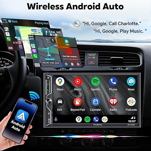 Miniatura 3 de [Actualización de pantalla QLED] Estéreo de coche de doble DIN de 7 pulgadas con Apple CarPlay inalámbrico y Android Auto, sonido potente de 240 W,