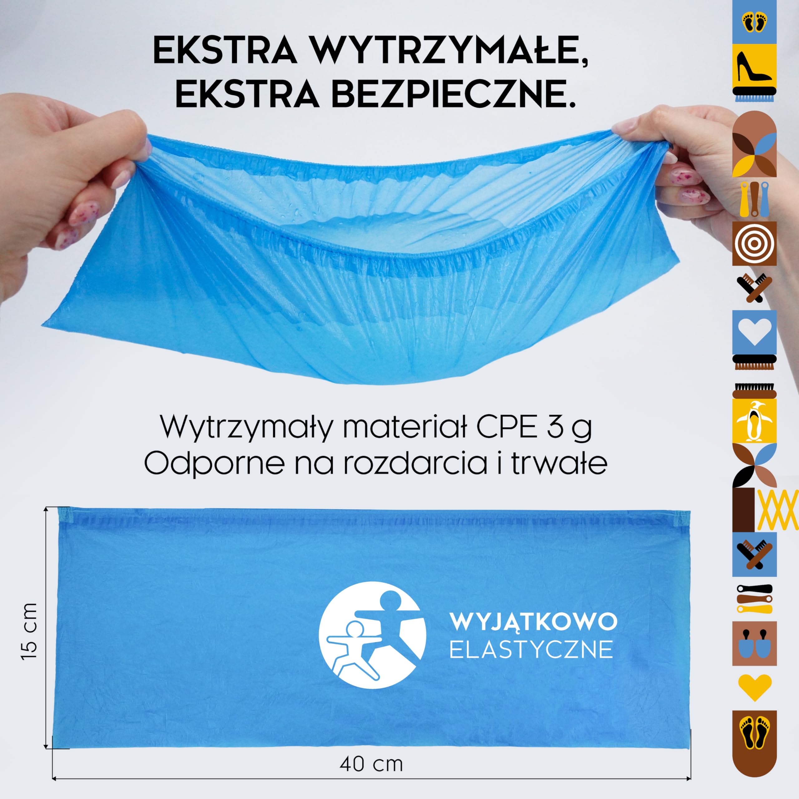 biped Jednorazowe ochraniacze na buty 100 szt. – bez lateksu, antypoślizgowe z gumką – wodoodporna ochrona przed brudem i wilgocią – do domu, gabinetu i prac ręcznych z2935