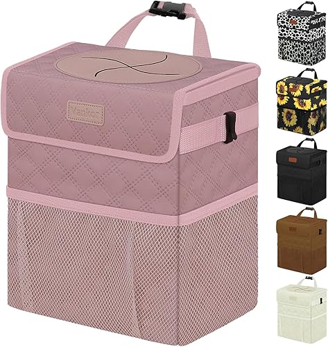 Miniatura 26 de Papelera para Coche con Tapa Colgante para Asiento Trasero, Accesorios para Coche para Mujeres y Hombres, Papelera Automotriz a Prueba de Fugas