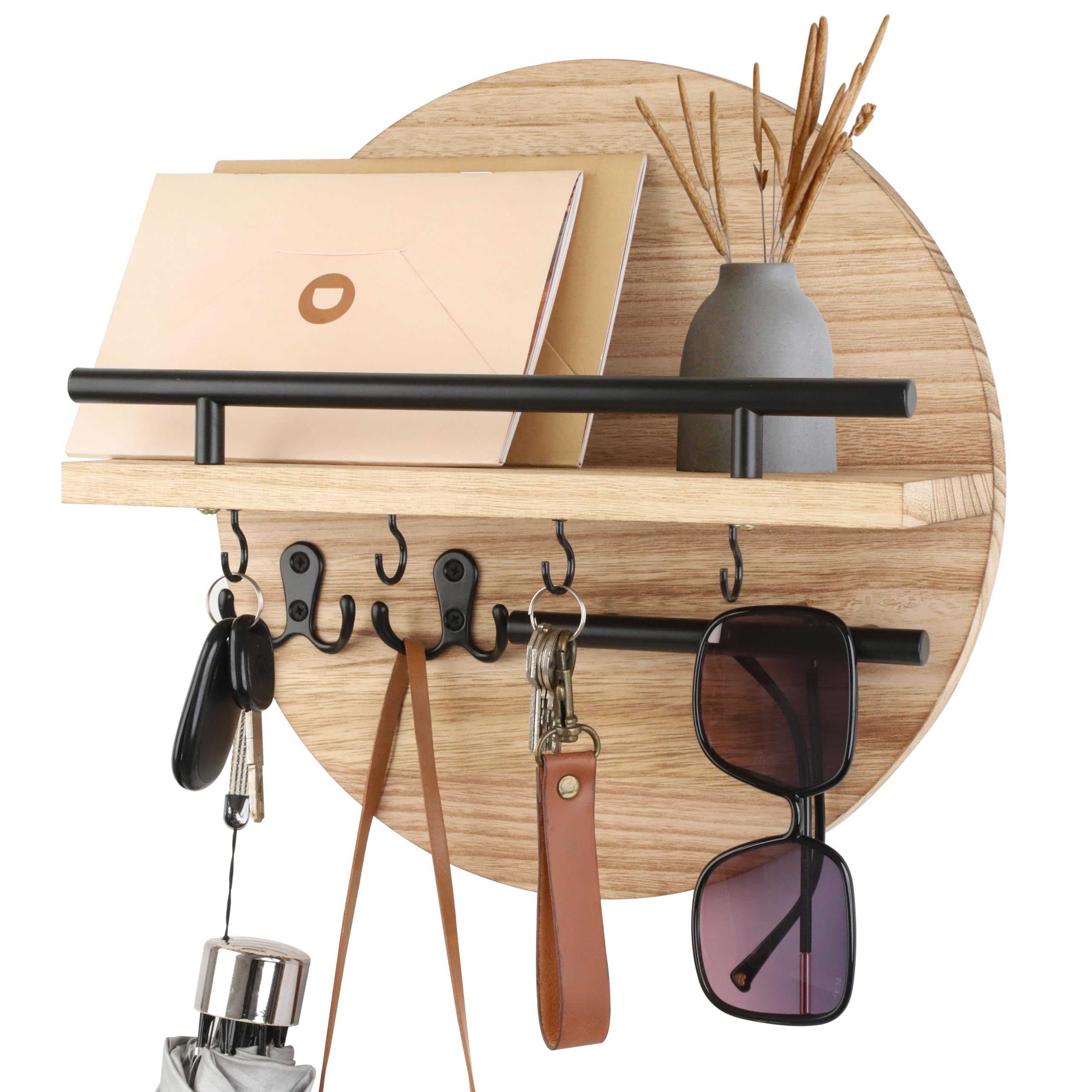 Amazon.com: Gurfuy Key Holder for Wall with Shelf - Wood Mail  display picture 1