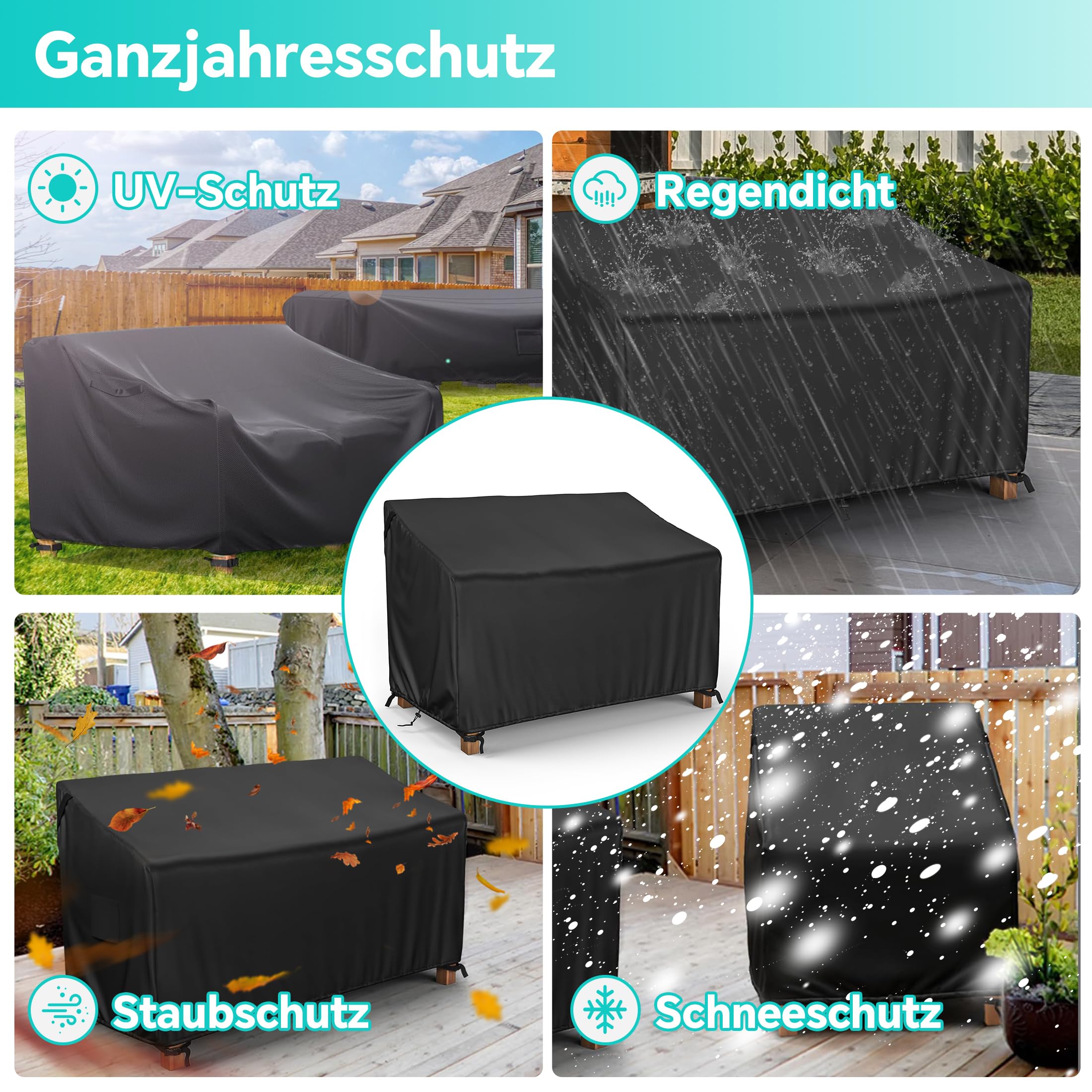 Copertura per Panca da Giardino 2 Posti Impermeabile Tessuto Oxford 600D Antivento Anti UV e Resistente agli Strappi Protezione Pioggia Sole 134 x 66 x 63/89 cm