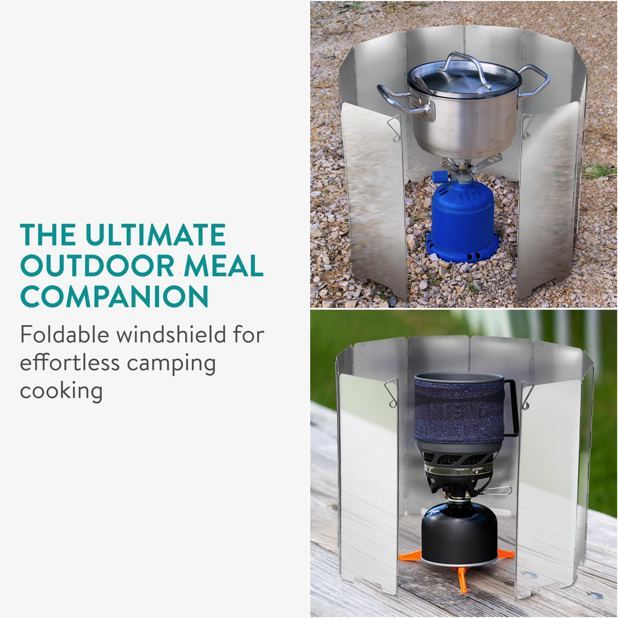 Pare-Vent Pliable Pour Réchaud De Camping - Aluminium, 10 Lamelles Réglables - Protection Contre Le Vent Pour Cuisine Plein Air