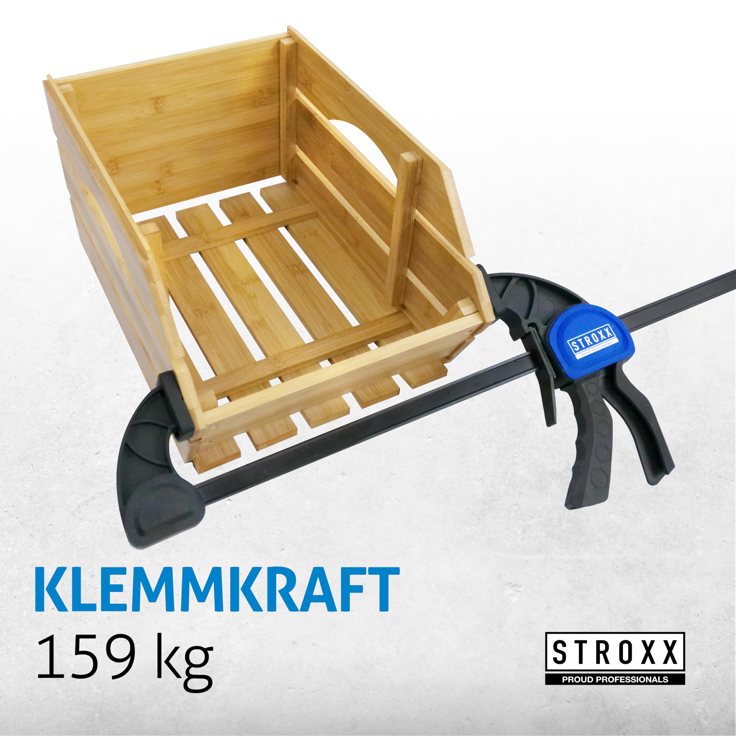 STROXX® 1x Einhandzwinge |Spannweite: 600mm| Klemmkraft je Zwinge: 159 Kg | Schraubzwinge | Spanner | Zwinge | Einhandzwinge | mit Gummipads und Quick Release Funktion