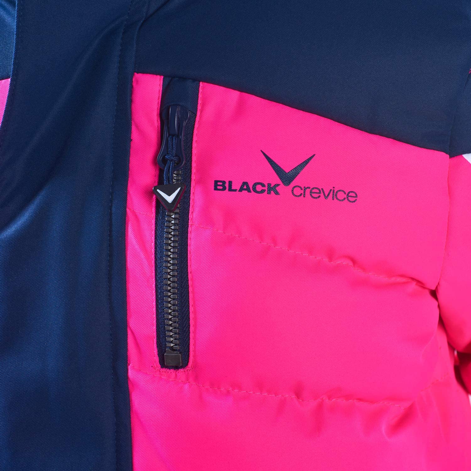 Black Crevice Chaqueta de esquí infantil, chaqueta de invierno rompeviento e impermeable para niños, bolsillos impermeables con cremallera, con capucha