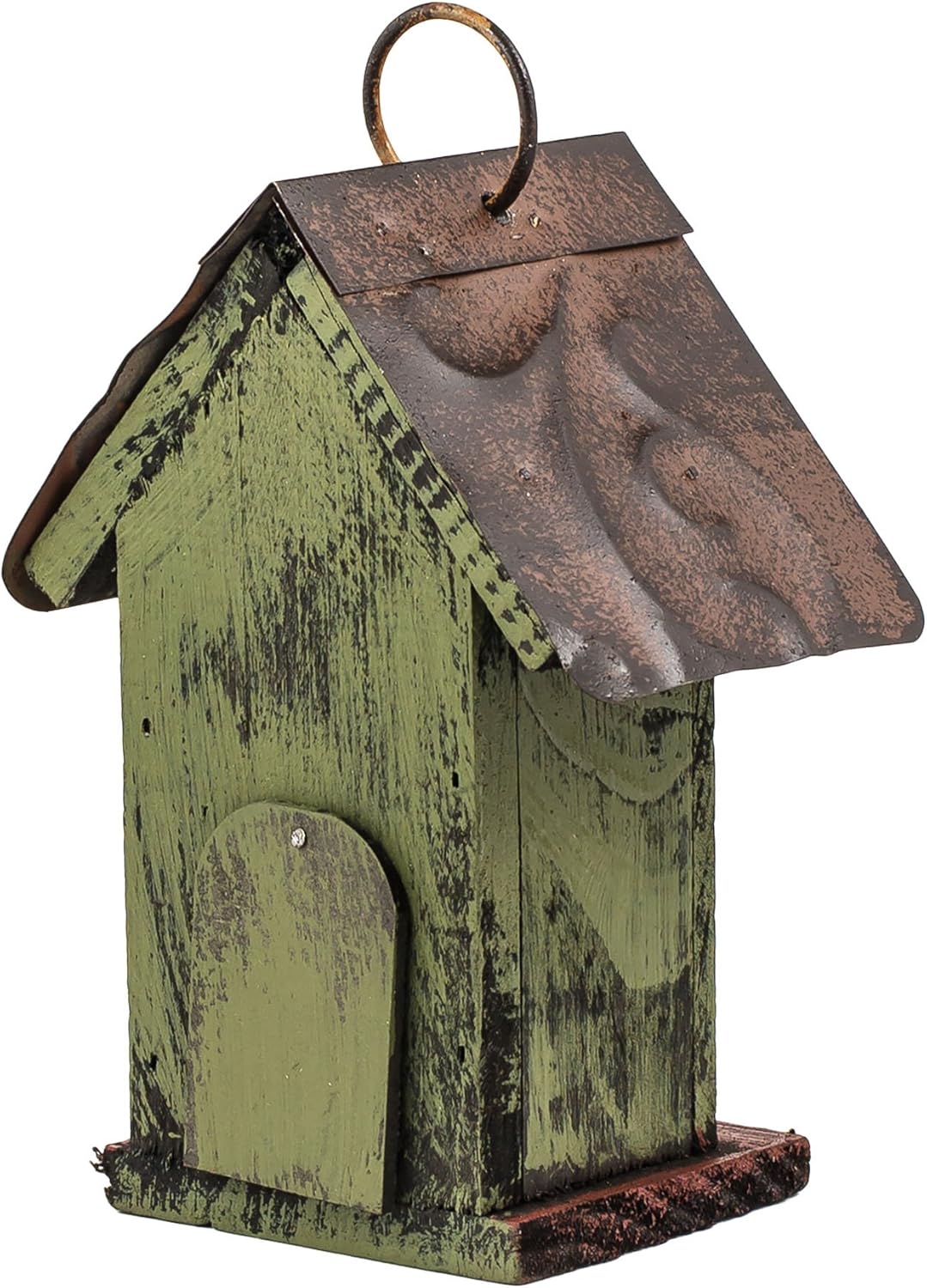 6.5" Green with Heart Hanging Rustic Style Birdhouse : Patio, Lawn & Garden