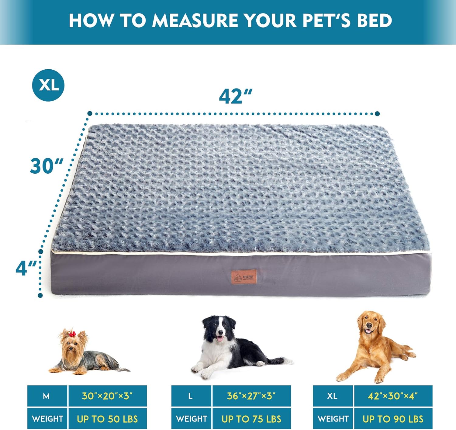 Western Home Large Dog Bed for Large, Jumbo, Medium Dogs, Orthopedic Pet Bed Waterproof Mattress with Removable Washable Cover, Thick Egg Crate Foam Dog Bed with Non-Slip Bottom : Pet Supplies