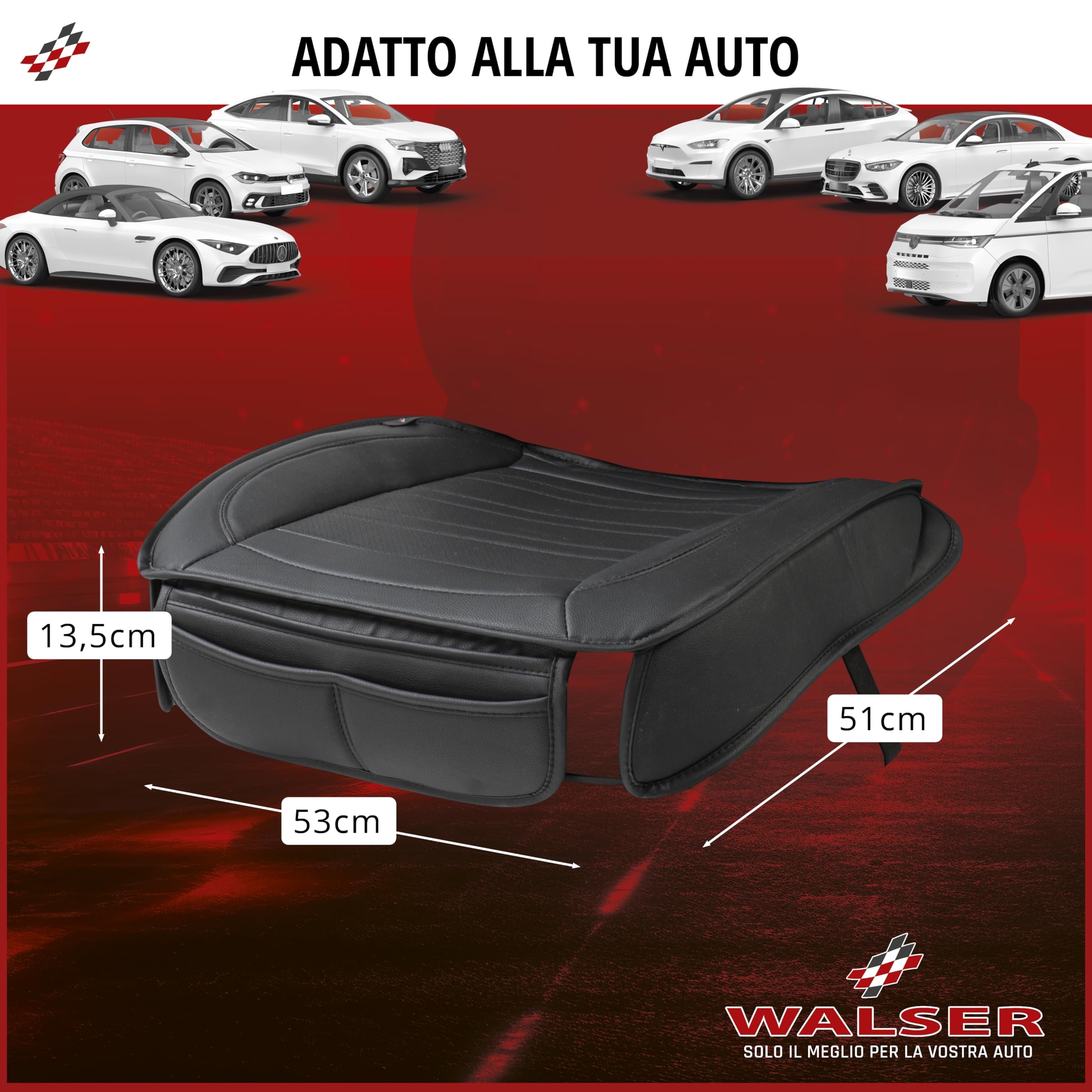 WALSER Coprisedile Auto Fernando, Coprisedile Auto Sedile Anteriore, Rivestimento Veicolo 1 pezzo, Protezione Sedile Anteriore Arte Pelle, Rivestimento Veicolo, Cuscino Posto Guida