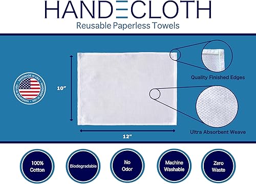 Miniatura 9 de TUTENAGO Toalla de papel de algodón reutilizable alternativa, fabricada en Estados Unidos, absorbente y duradera, lavable a máquina, toalla de mano