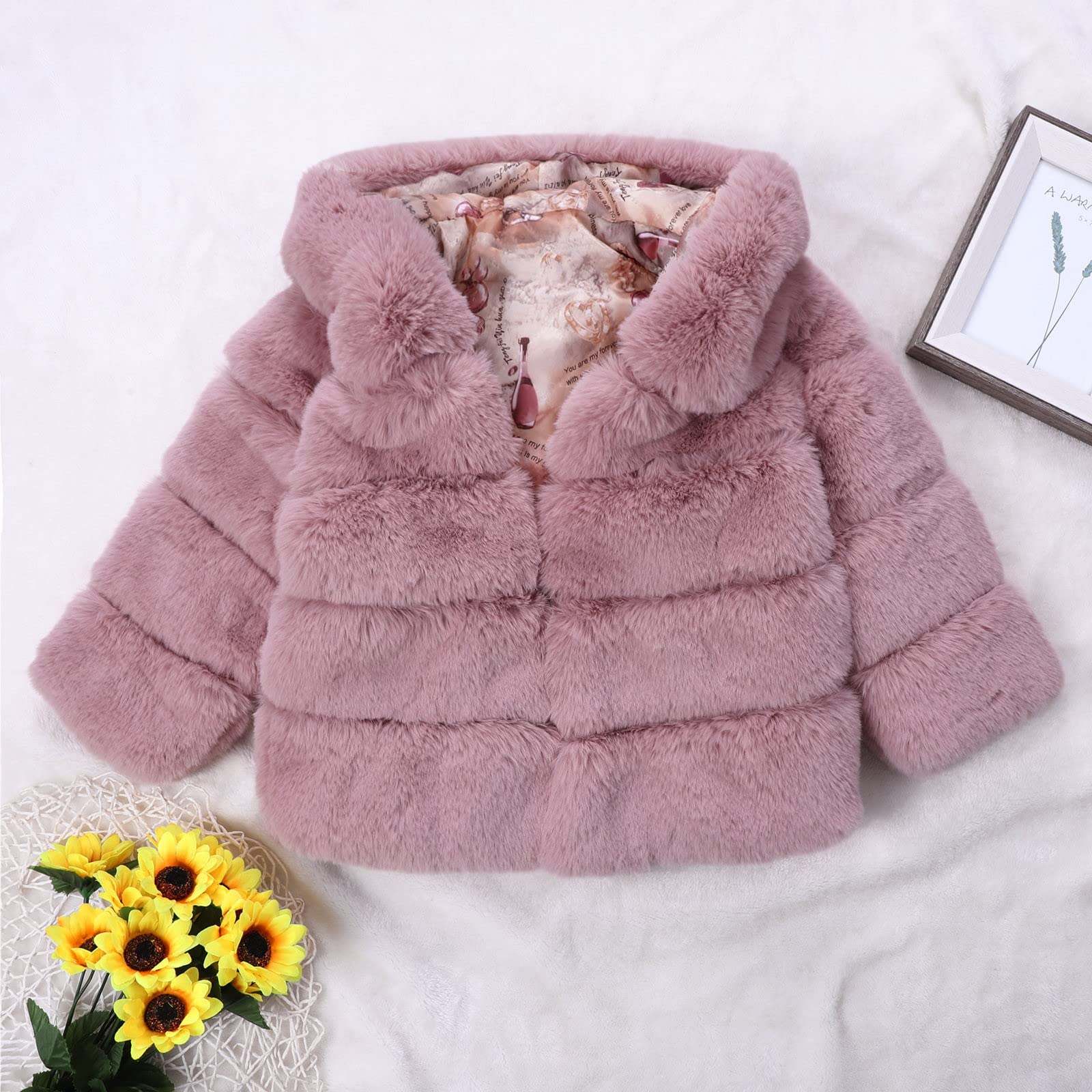 Generisch Maglione Ragazze Felpa per Bambini Abbigliamento Top Casual Sport Bambino Giacca Moda Inverno Bambino In Pile Collare Soild Giacche Calde Con Cappuccio Giacca di Lana Cappotti