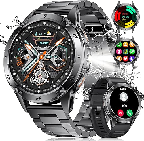 Miniatura 1 de LIGE Reloj inteligente militar para hombre, iPhone, Android, 1.43 pulgadas, HD, amoled, resistente, 110+ modos deportivos, IP68, impermeable,