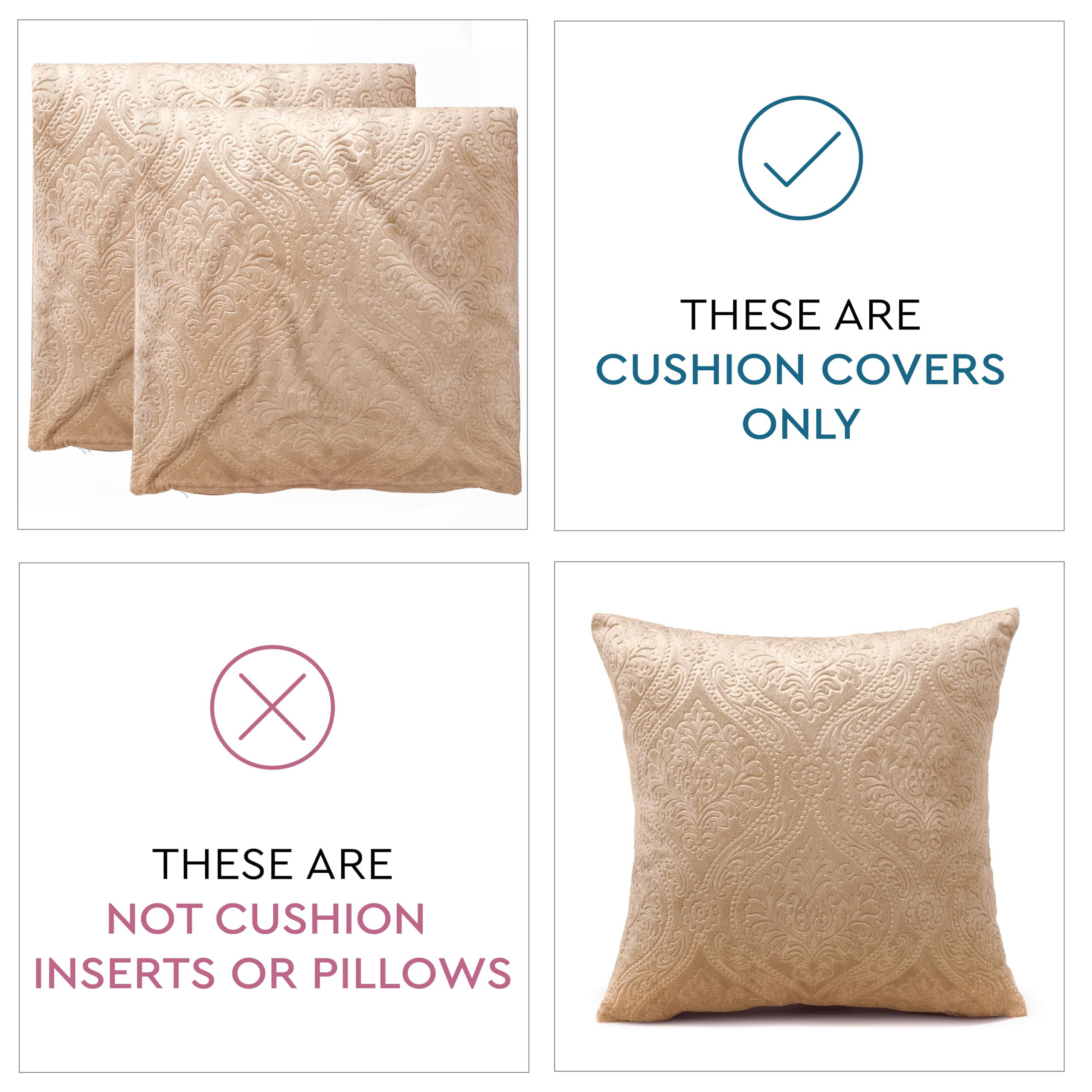 Encasa XO Luxury Embossed Velvet Cushion Covers, Plush Throw Pillow Covers For Elegant Living Rooms & Bedrooms - Image 2