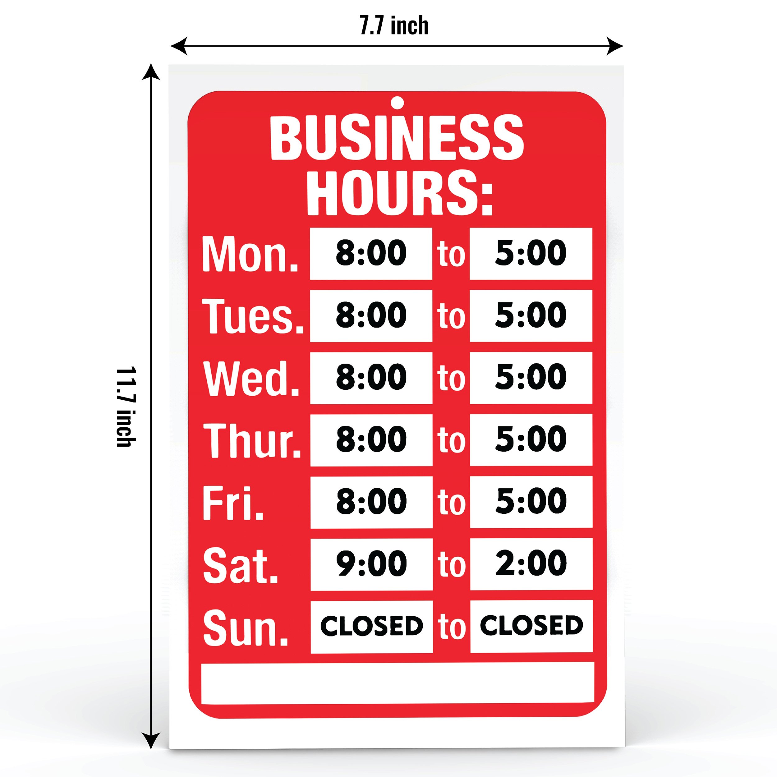 Buy Open Signs, Business Hours Sign Kit Bright Red and White Colors 7.7 x 11.7 Inch