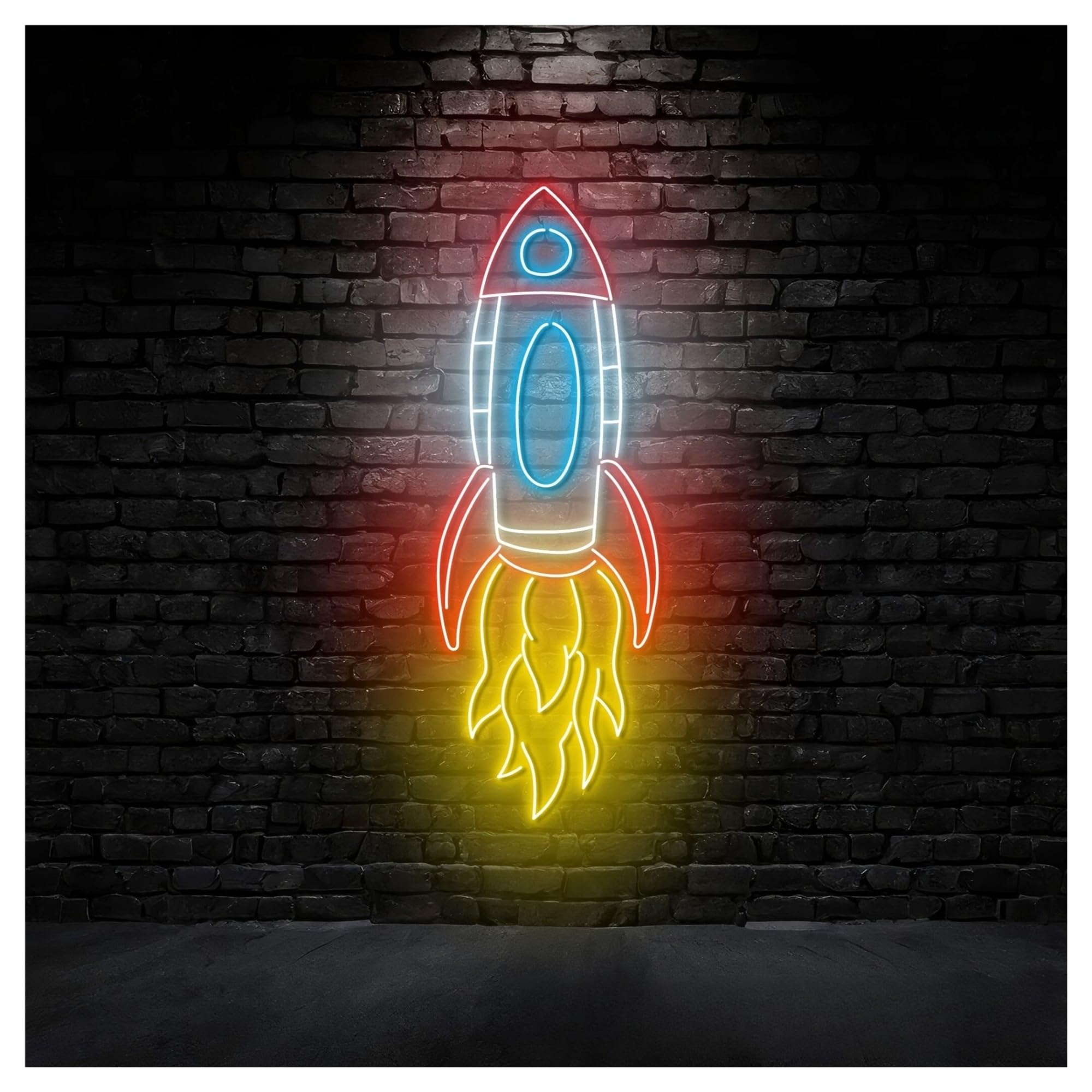 RONGCH Hanging Art Neon Signs Rocket Neon Sign Led Light Nursery Spaceship Bedroom Wall Art Home Decor Science and Technology Museum 58cm