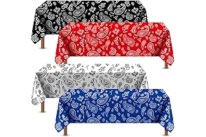 Reginary Western Party Tablecloth Paisley Bandana Table Cover Plastic Rectangle Tablecloth for Western Cowboy Party