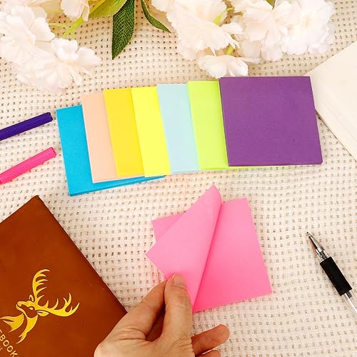 Miniatura 7 de Notas adhesivas de 3 x 3 Almohadillas autoadhesivas, notas reciclables, notas adhesivas de colores brillantes, cuaderno, oficina