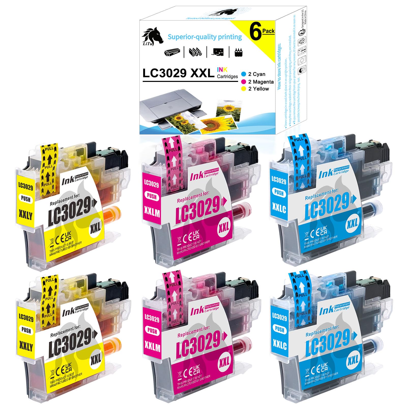 LiTuhorse LC3029 LC30293PKS XXL LC3029XXL Ink Cartridges C/M/Y for Brother MFCJ5830DW MFCJ5830DWXL MFCJ5930DW MFCJ6535DW MFCJ6535DWXL MFCJ6935DW