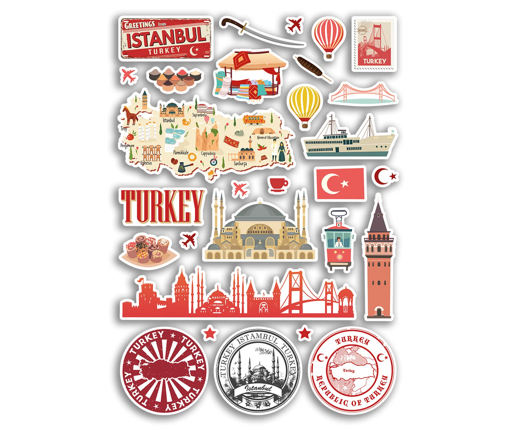 A5 Foglio adesivo Vienna Punti di riferimento adesivi in vinile - Austria Spiaggia Aeroporto Francobolli Skyline Bandiera Viaggi Vacanze Scrapbooking City Bagagli #79111