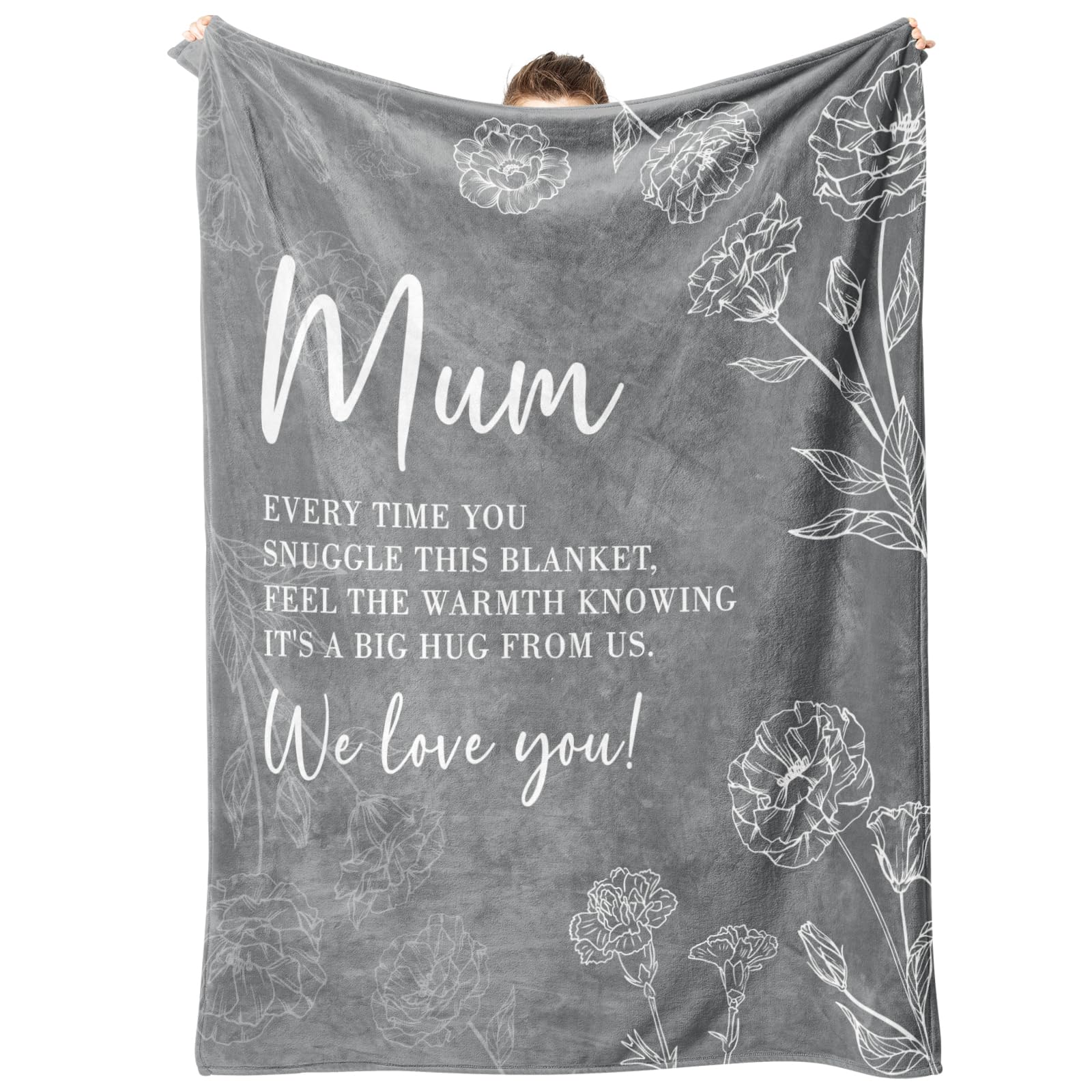 Niyewsor Gifts for Mum Blanket, Mum Birthday Gifts from Daughter Son, Birthday for Mother Mums Mummy 60" x 50", Grey