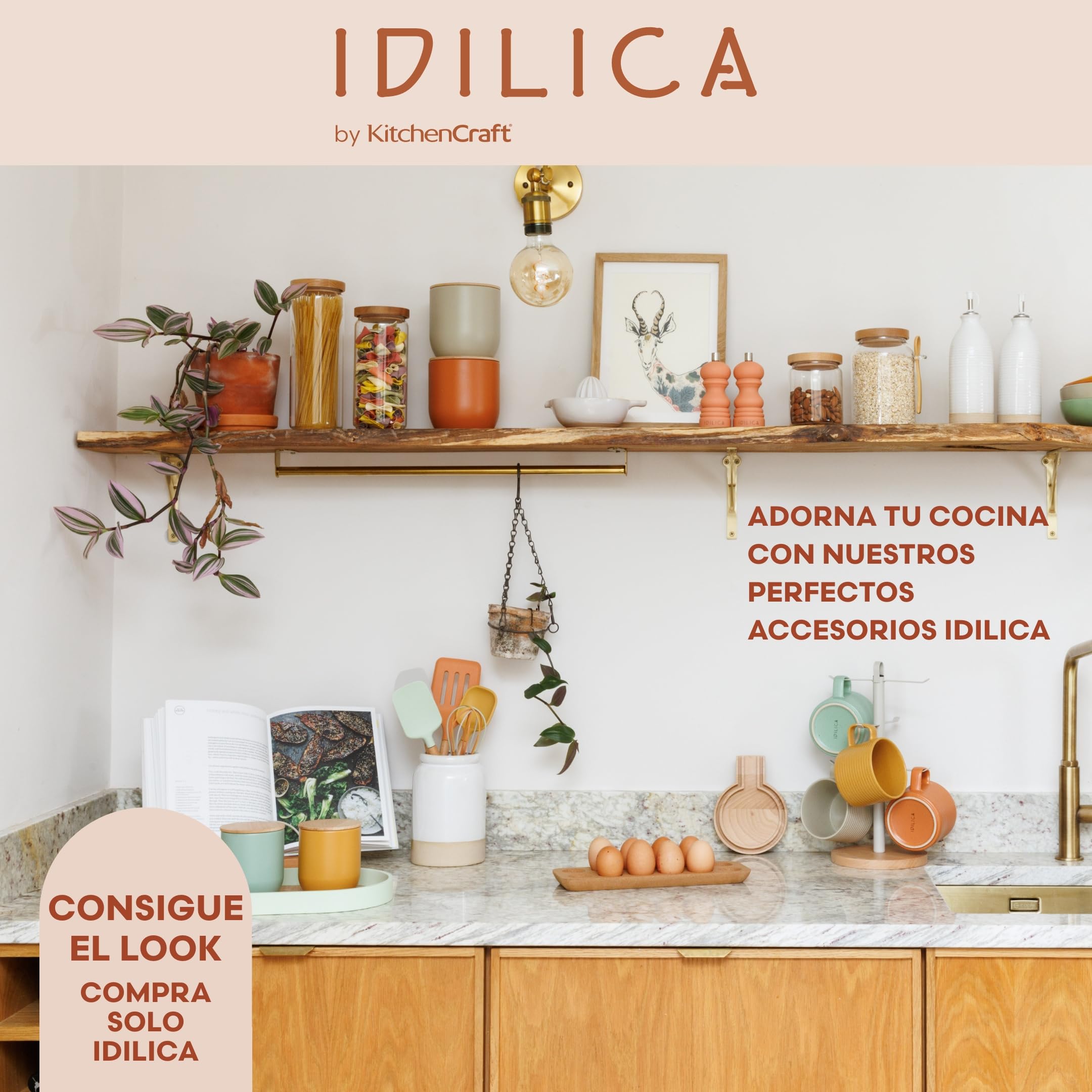 KitchenCraft Idilica Tazones de Pasta de Gres, Juego de 4 Tazones de Cerámica poco profundos, Aptos para Microondas y Lavavajillas, Colores Surtidos