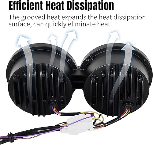 Miniatura 3 de Faro LED dual para Fat Bob, kit de luz frontal LED mejorado con luces direccionales de haz alto y bajo y anillo de halo DRL para Harley Dyna Fat Bob