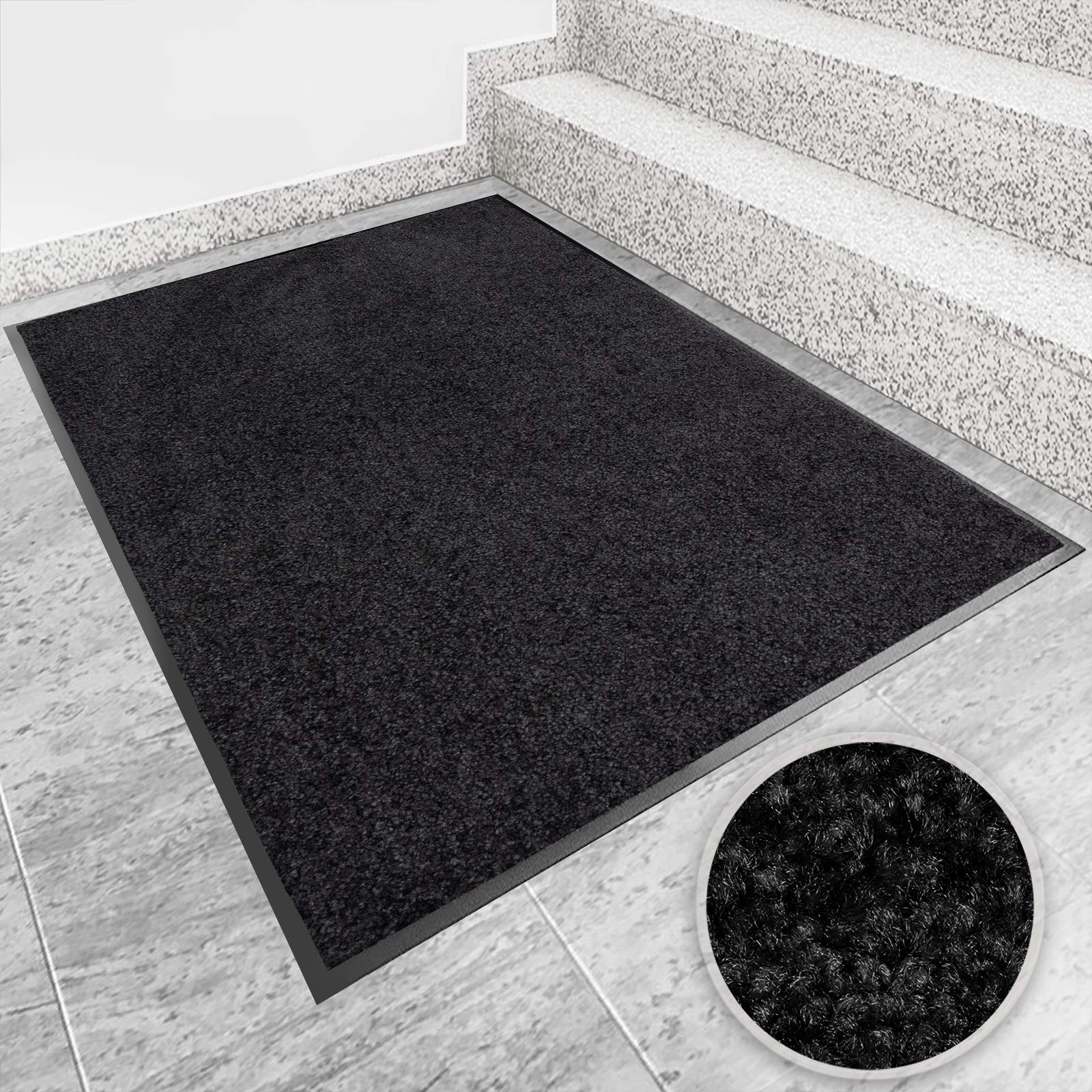 Homaxy Home Deurmat voor buiten en binnen, antislip, vuilvangmat, deurmat, wasbaar, deurmat voor buitendeur, entree, tuin, 40 x 60 cm, zwart