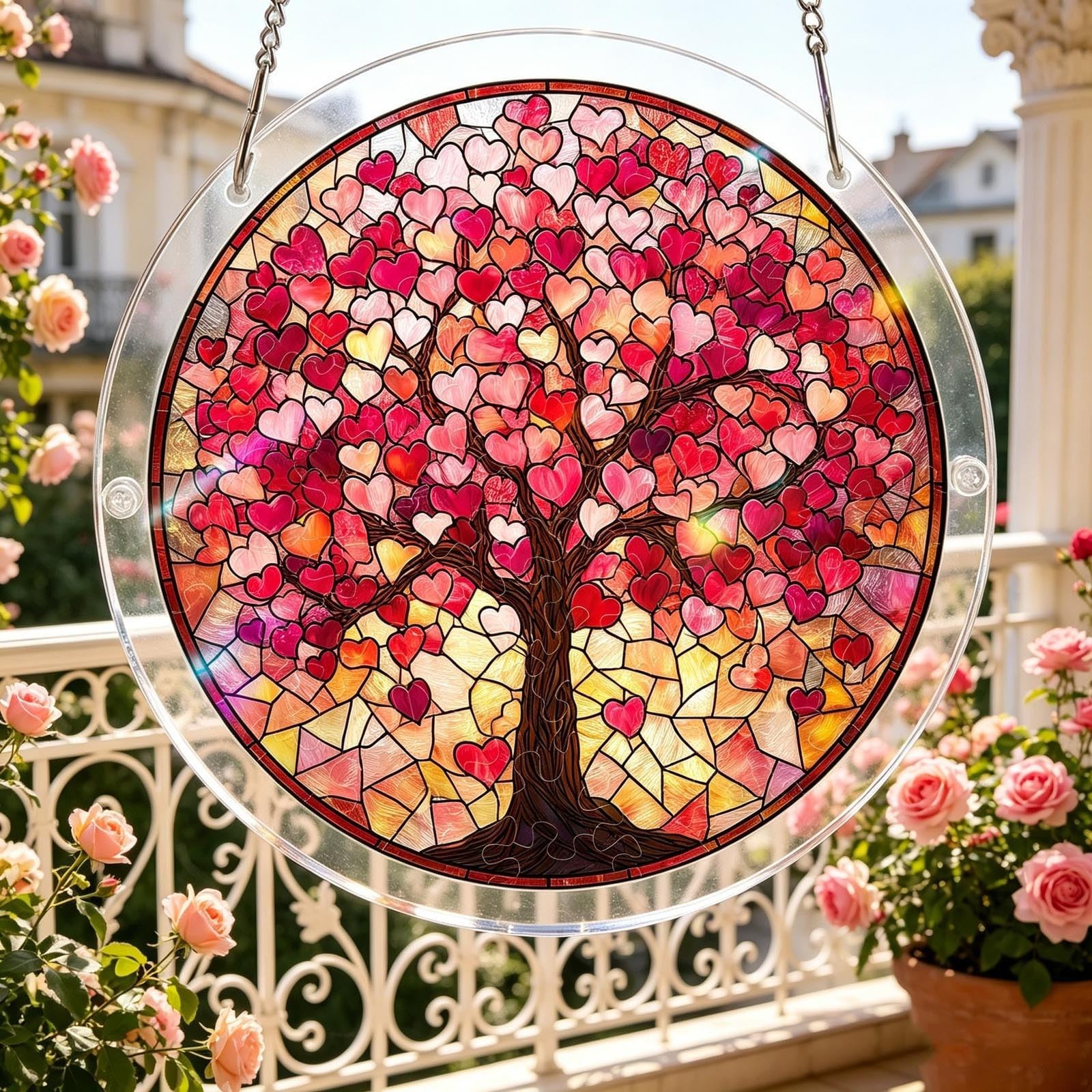 Acrylic Puzzles Suncatcher, Natural Scenery Window Hanging, 7.4 Inch Sun Catcher Puzzles, Garden Decoration for Women Men Mom Birthday Gift Home Decor (E)