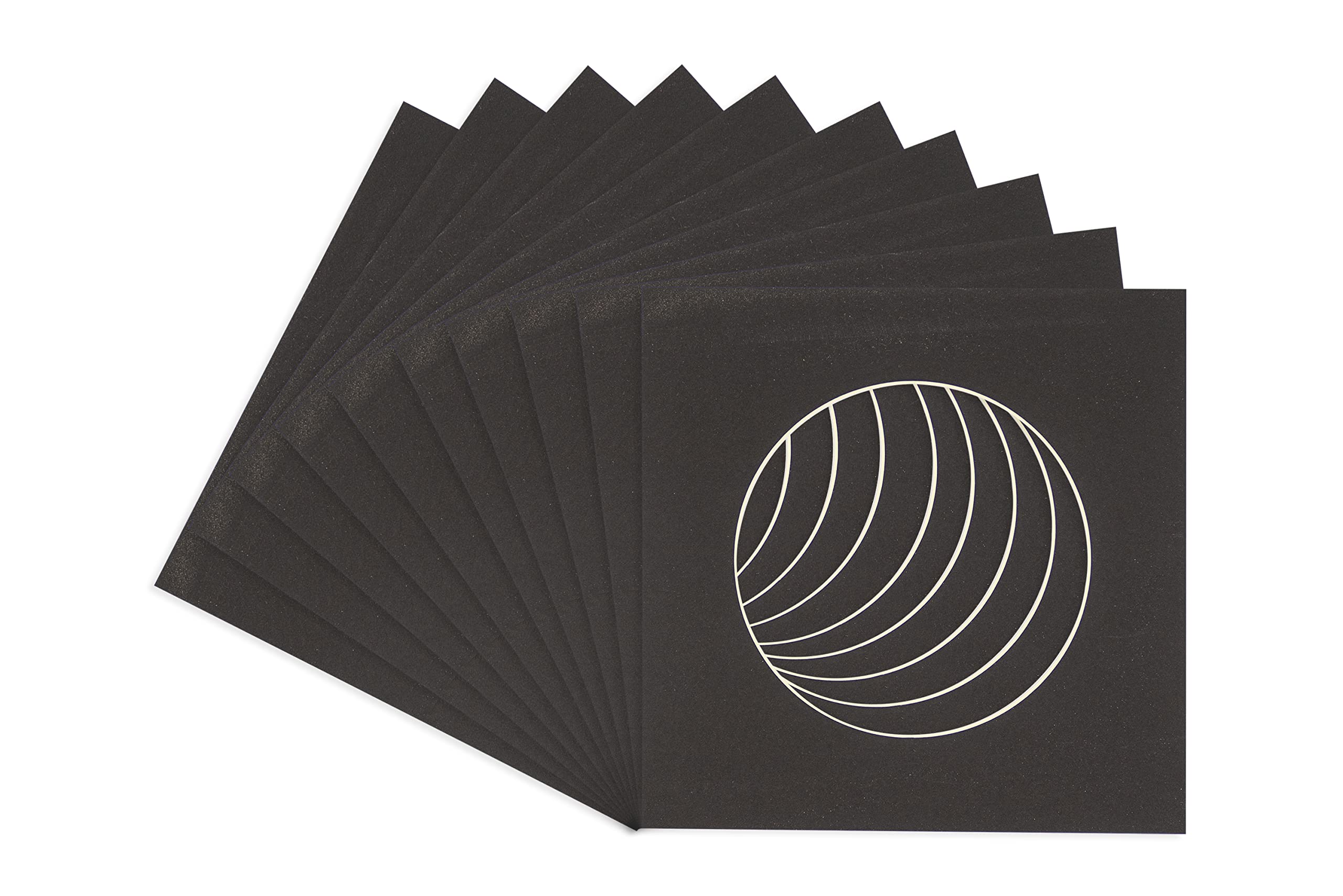 CountryArtHouse Black Acid Free 14x14 Circle Picture Frame Mat with White Core Bevel Cut for 10x10 Pictures - Fits 14x14 Frame - Pack of 1 Matboard Show Kit with Acid Free Backing & Clear Bag