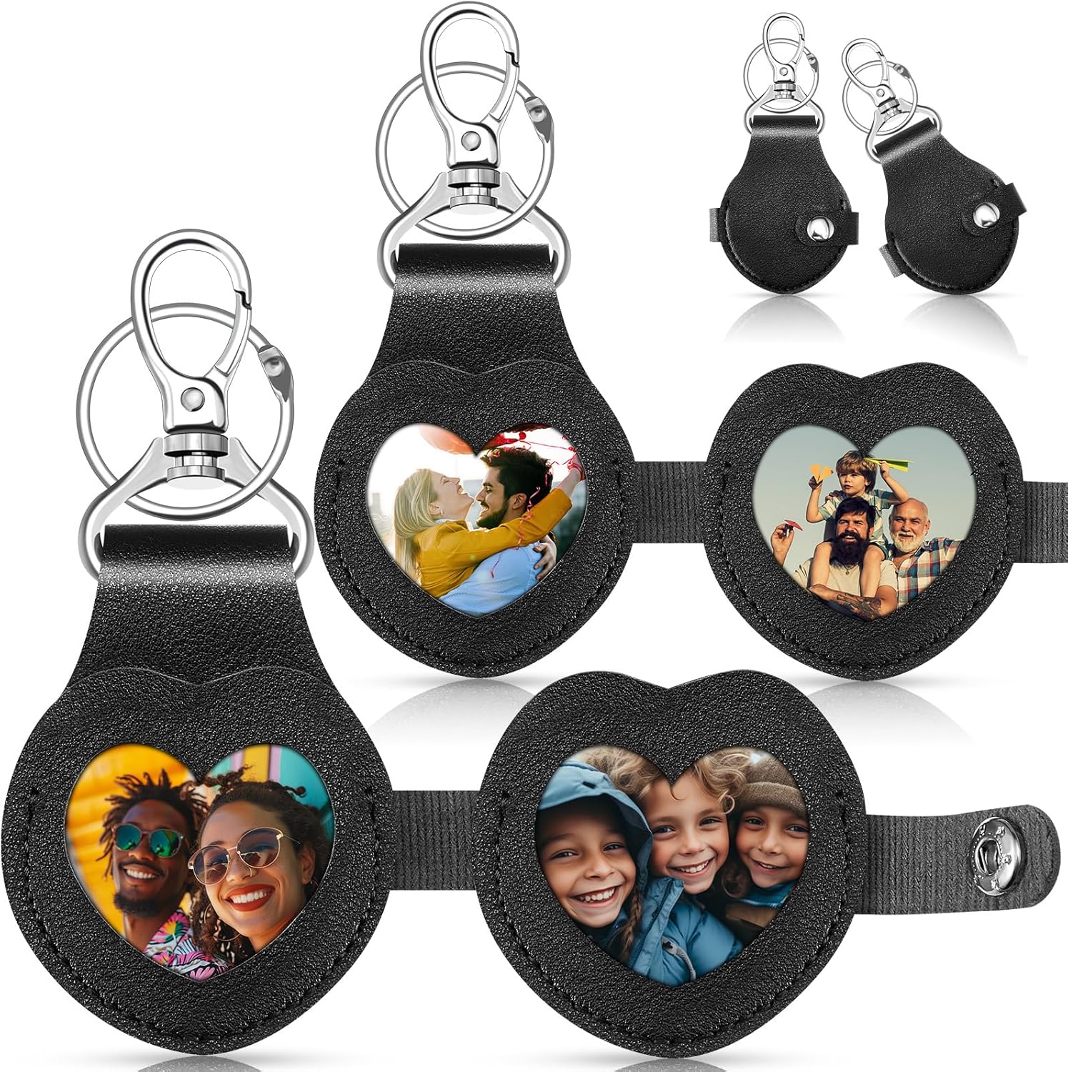 Nosiny 2 Pcs Heart Keychain Valentine's Day Gift Leather Cute Keychain with Picture for Men and Women Galentines Party Favor