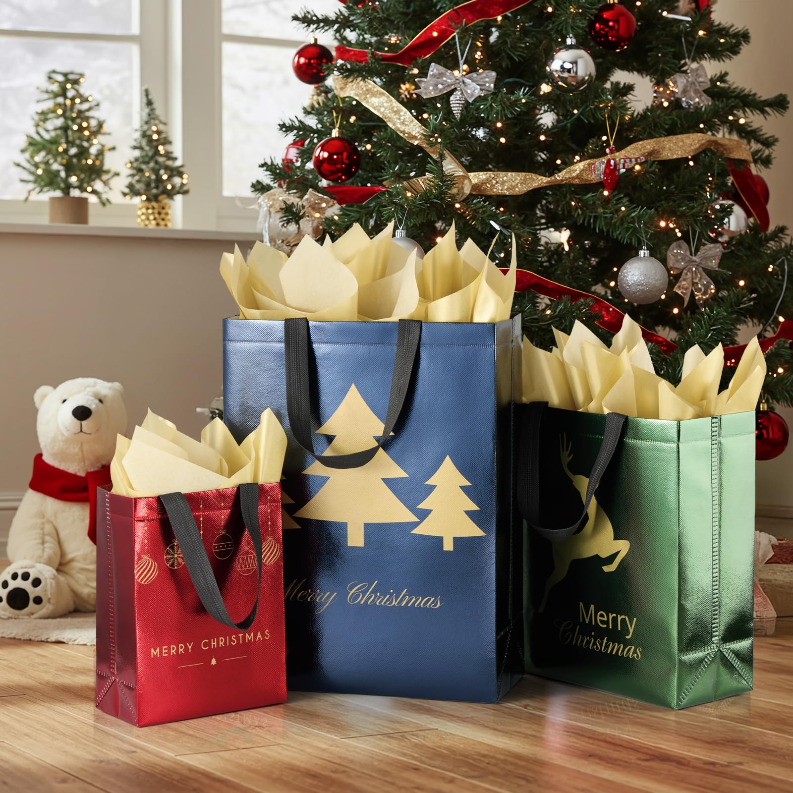 YANGTE Weihnachtsgeschenktüten, verschiedene Größen, 48 Stück