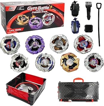 X Stadium Starter Set with 8 X Battle Tops, 3 Launchers & Foldable Arena