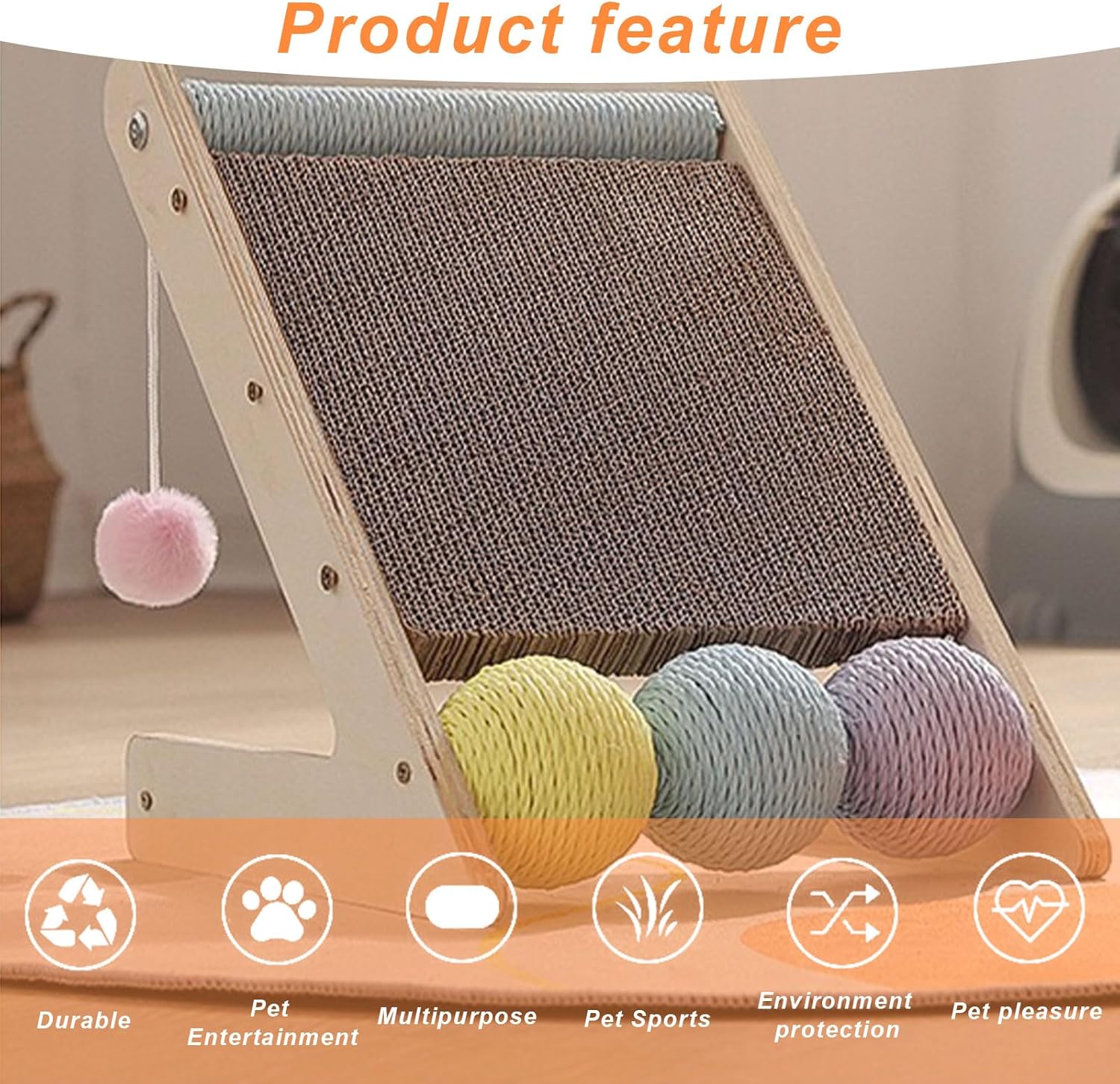 review cat Scratching Board,Triangle,Combined cat Toy, a New Generation of cat Scratcher, cat Health,Cat Scratchers for Indoor, Protecting Furniture Cat Scratch Pad, Cardboard Cat Scratching with Ball Toy